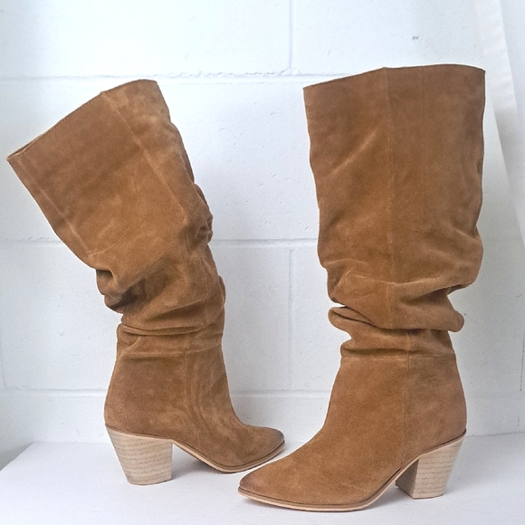 Matisse X Free People Remi Suede Tan Slouch Boots Sz8 - Picture 1 of 11